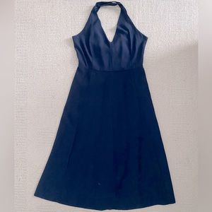 Madewell Size 4 Deep Navy Blue Cross-Back Midi Dress Sleeveless Cinched at Waist